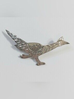Vintage Mexico Silver Roadrunner Pin Brooch - Womens Jewelry